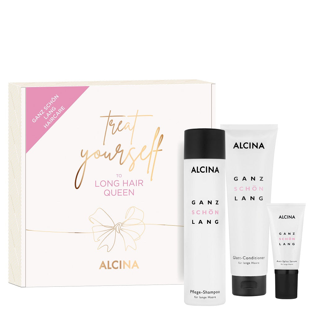Alcina Gift Set Ganz Schön Lang - Shampoo 250 ml + Conditioner 150 ml + Anti-Split Ends Serum 50 ml