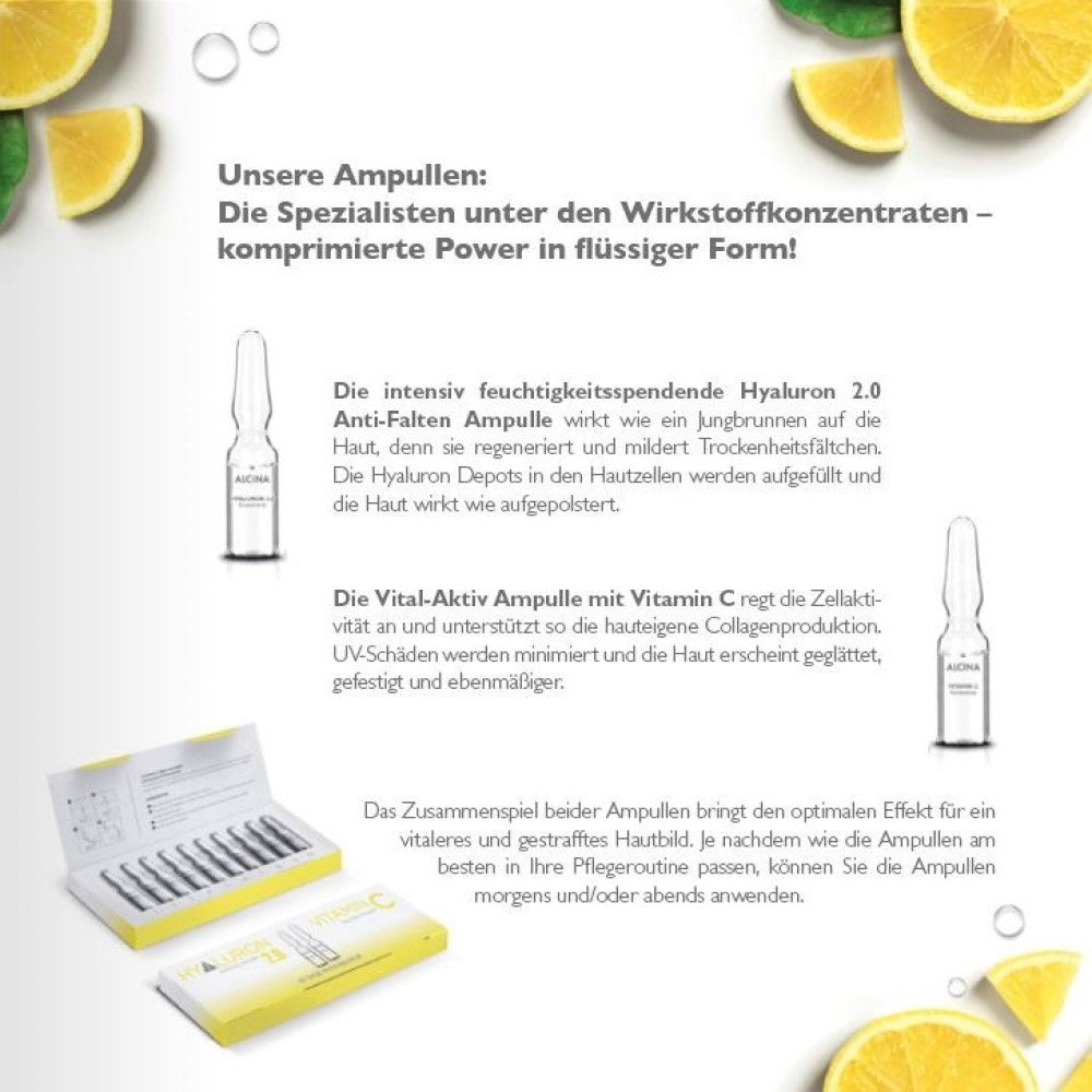 Alcina Hyaluron 2.0 / Vitamin C - Ampullen-Kur - 10x1ml