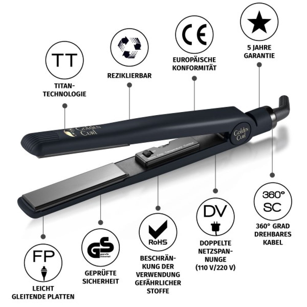 Golden Curl IL Nero Straightener Black