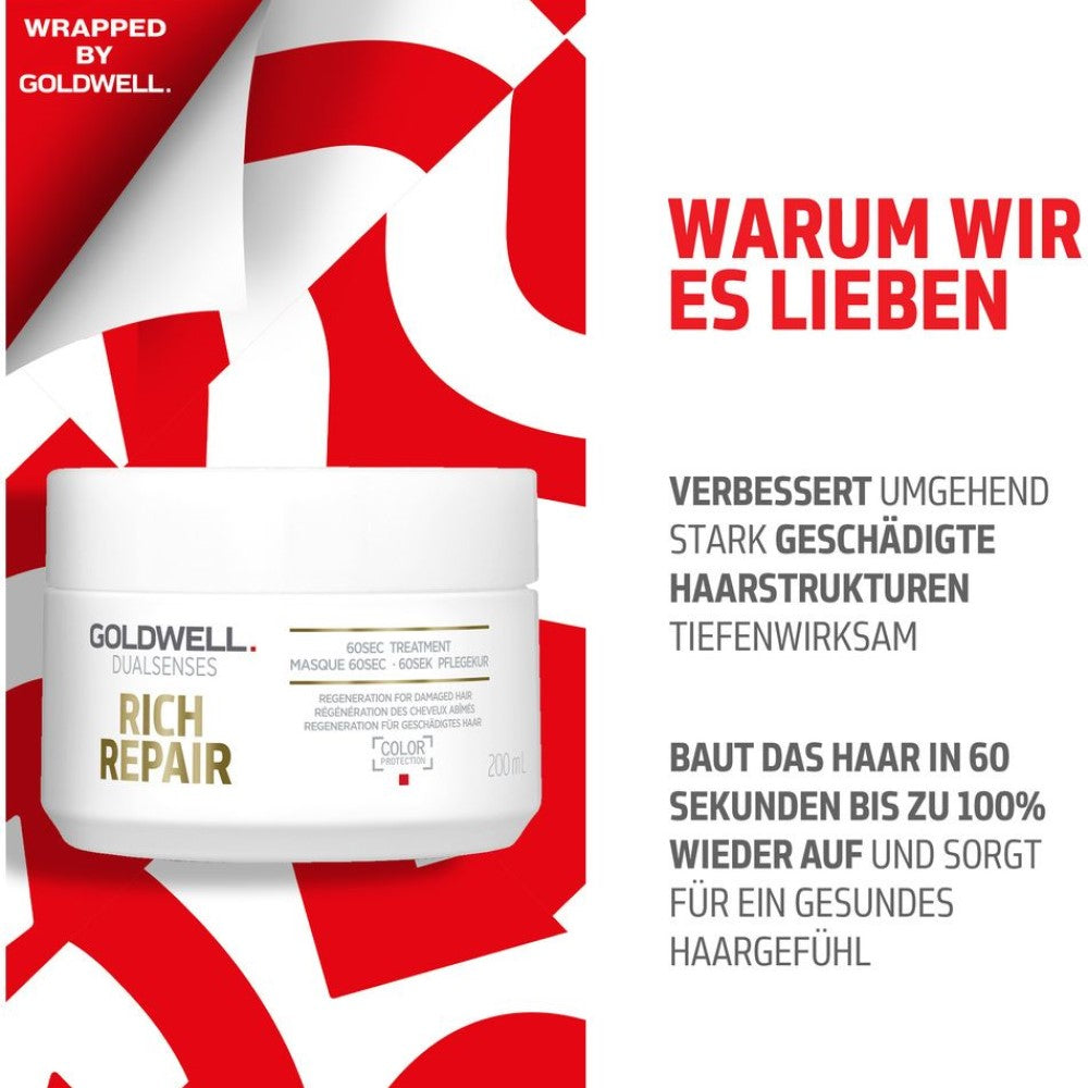 Goldwell Dualsenses Rich Repair X-Mas Set - Shampoo 250 ml + Maske 200 ml + 6-Effekte Serum 100 ml