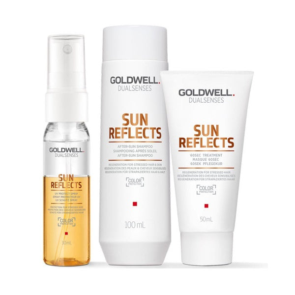 Goldwell Dualsenses Sun Reflects Travel Set - Shampoo 100 ml + Treatment 50 ml + UV Protect Spray 30 ml