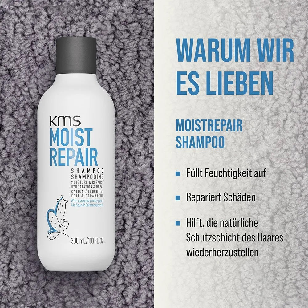 KMS Moistrepair Geschenkset - Shampoo 300 ml + Treatment 100 ml + Revival Cream 125 ml + Kosmetiktasche