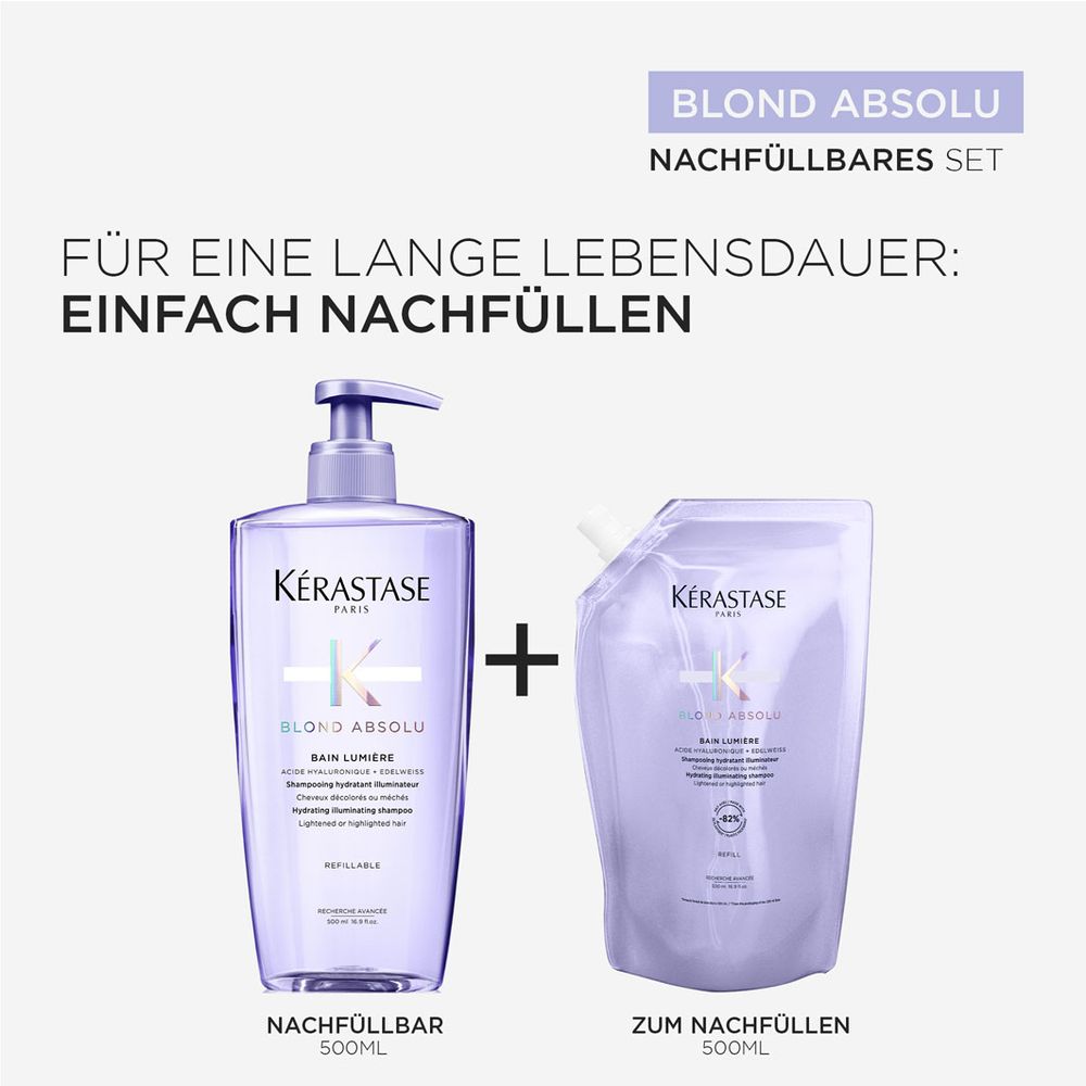 Kérastase Blond Absolu Bain Lumière Refill Bundle - Shampoo 500 ml & Refill Pack 500 ml