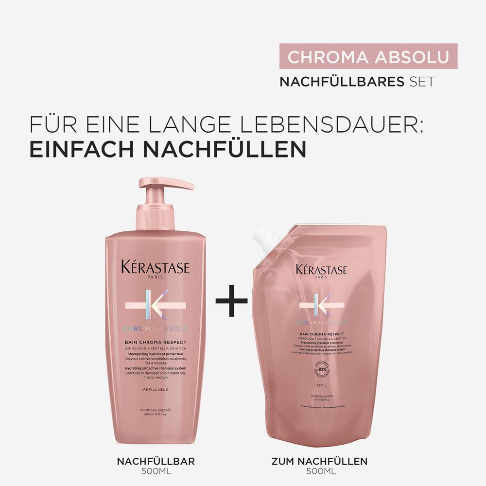 Kèrastase Chroma Absolu Respect Refill Bundle - Shampoo 500 ml & Refill Pack 500 ml