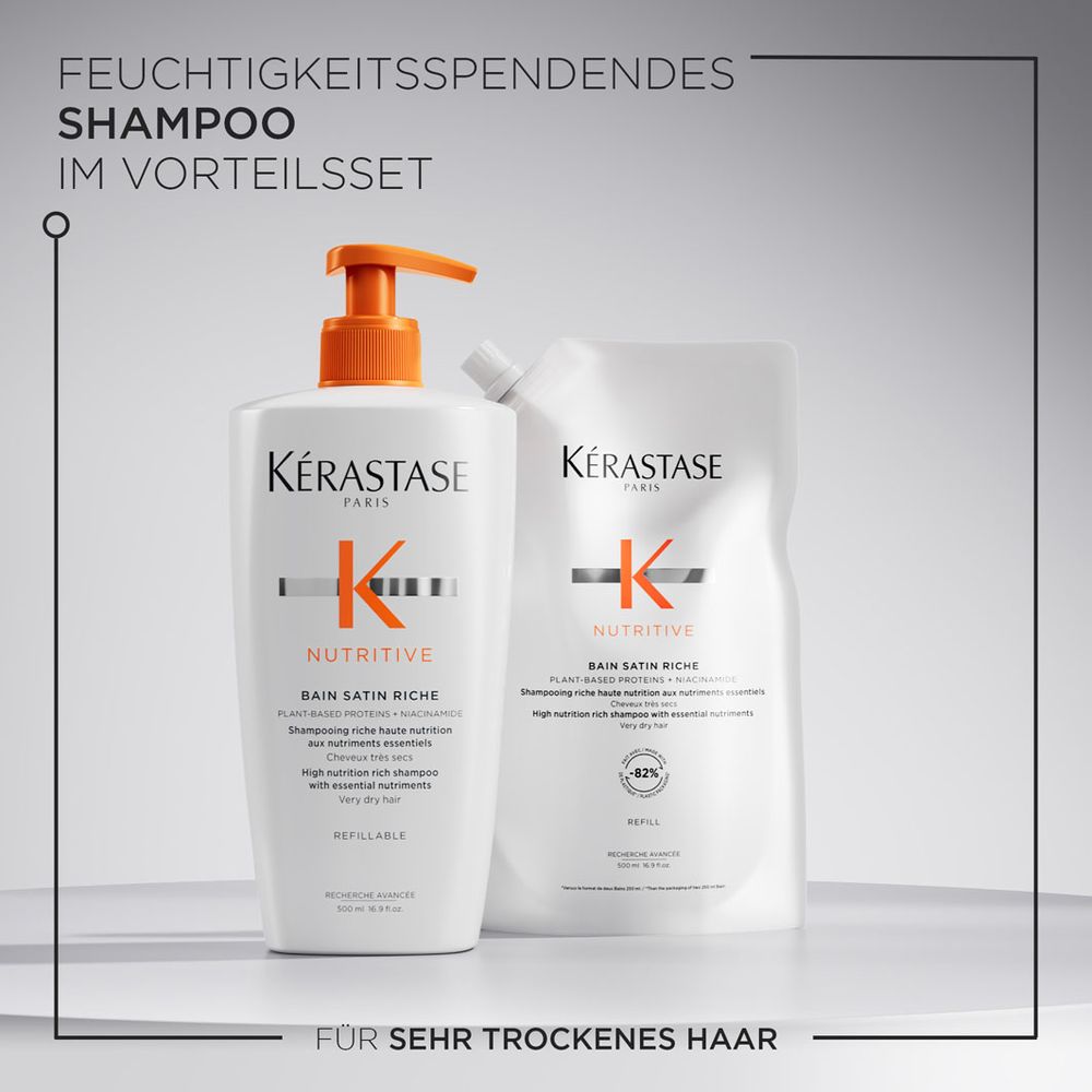 Kérastase Nutritive Bain Satin Riche Refill Bundle - Shampoo 500 ml + Refill Pack 500 ml