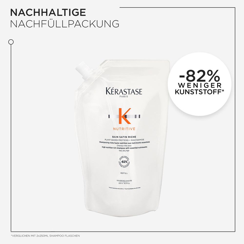 Kérastase Nutritive Bain Satin Riche Refill Bundle - Shampoo 500 ml + Refill Pack 500 ml
