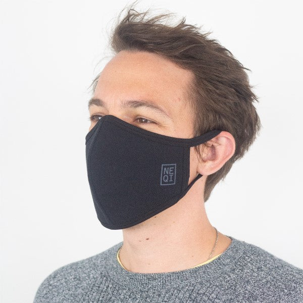 NEQI Mund- und Nasenmaske Black 3.Stk - Größe S-M