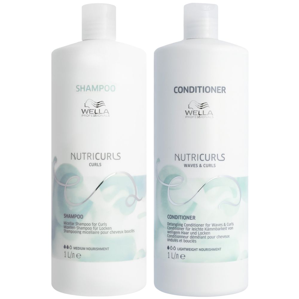 Wella Professionals Nutricurls Set - Shampoo 1000 ml + Conditioner 1000 ml