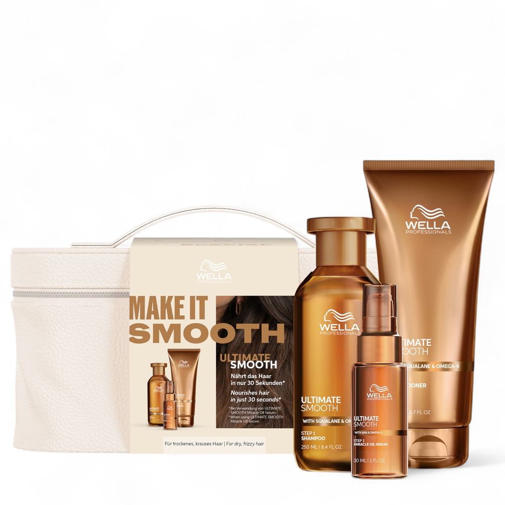 Wella Professionals Ultimate Smooth Geschenkset - Shampoo 250 ml + Conditioner 200 ml + Miracle Oil Serum 30 ml