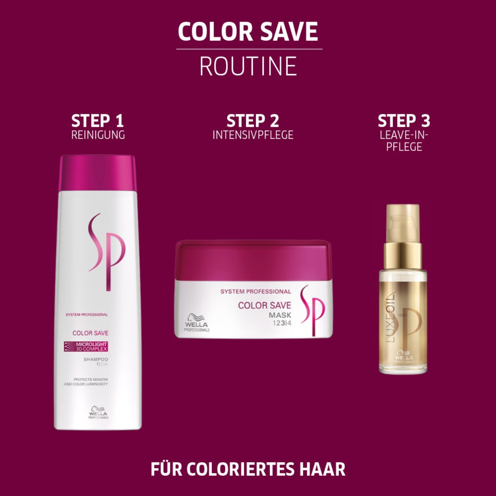Wella SP System Professional Color Save Gift Box - Shampoo 250 ml + Mask 200 ml + Luxe Oil 30 ml