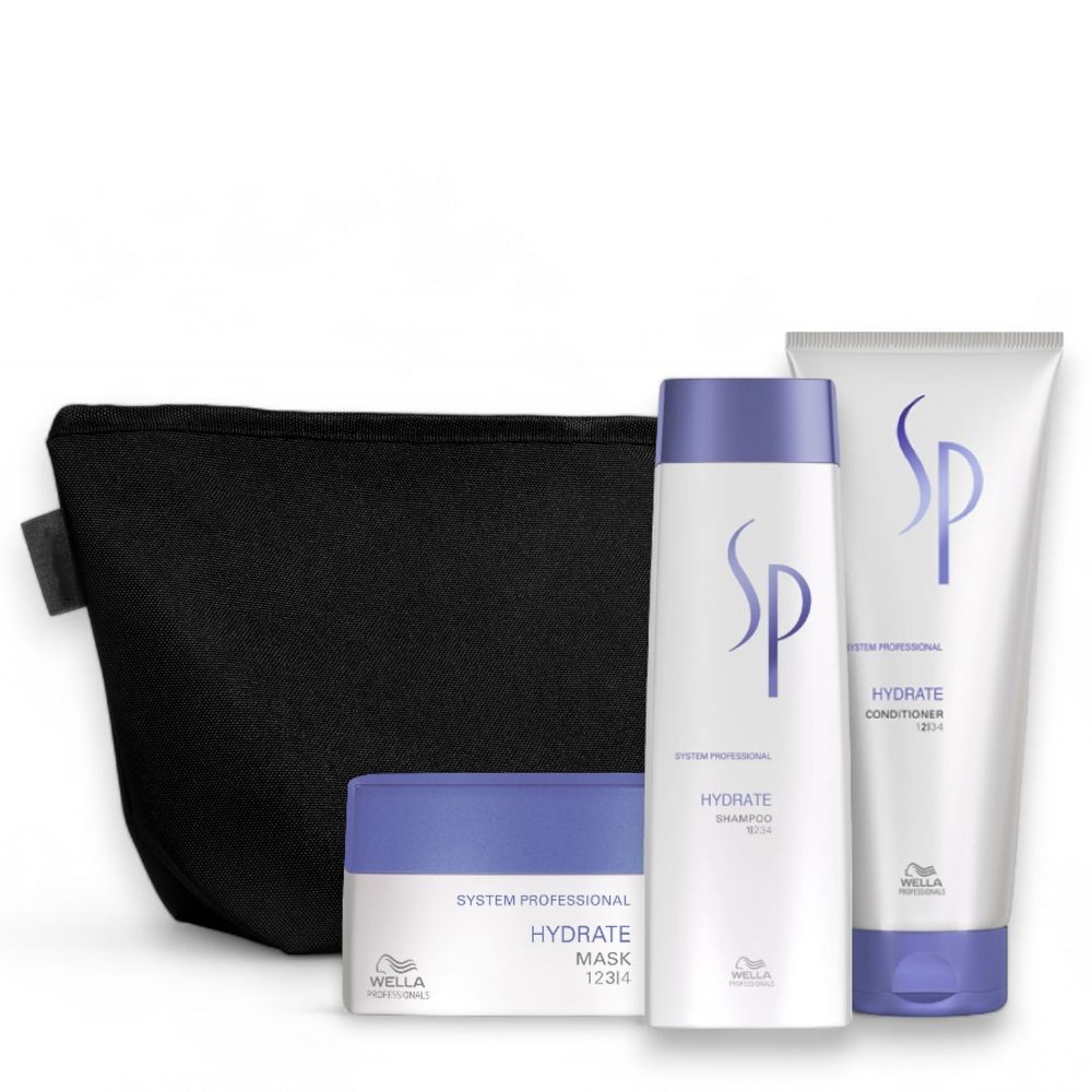 Wella SP System Professional Hydrate Geschenkset Shampoo 250ml + Conditioner 200ml + Mask 200ml + Kosmetikbeutel gratis