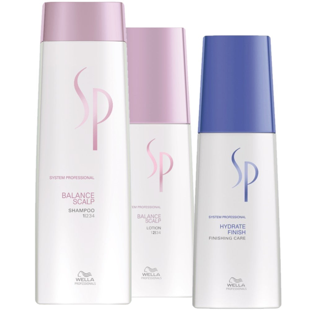 Wella SP Winter Bundle for sensitive scalp - Balance Scalp Shampoo 250 ml + Lotion 125 ml + Hydrate Finish 125 ml