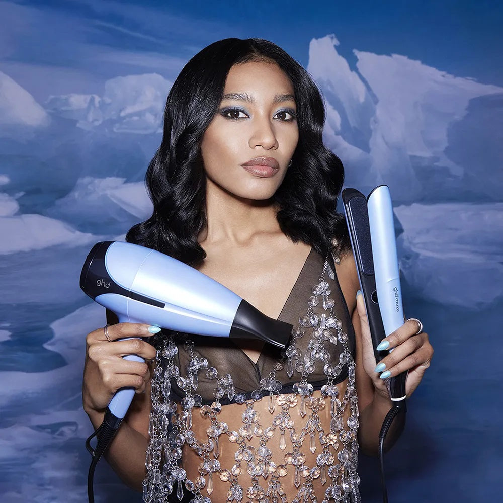 ghd chronos styler & helios hairdryer Icy Blue gift set