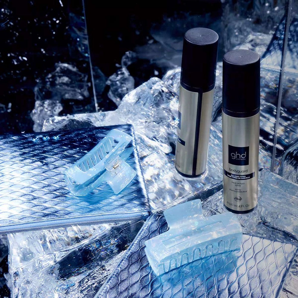 ghd iced Luxe Style Set - bodyguard 120ml + Tasche + Haarklammer