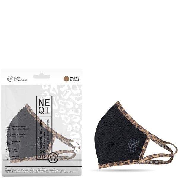 NEQI masque bouche et nez Noir Leo 3 pièces - taille SM