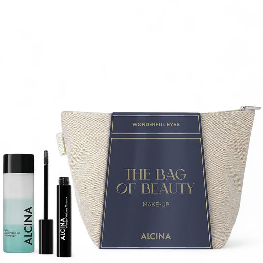 Alcina Geschenkset Wonderful Eyes - Wonder Volume Mascara 8ml + Soft Eye Makeup Remover 100ml + Tasche