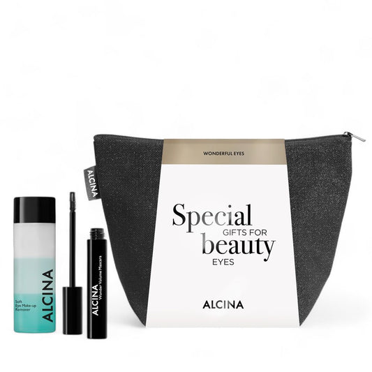 Alcina gift set Wonderful Eyes - Wonder Volume Mascara 8ml + Soft Eye Makeup Remover 100ml + bag