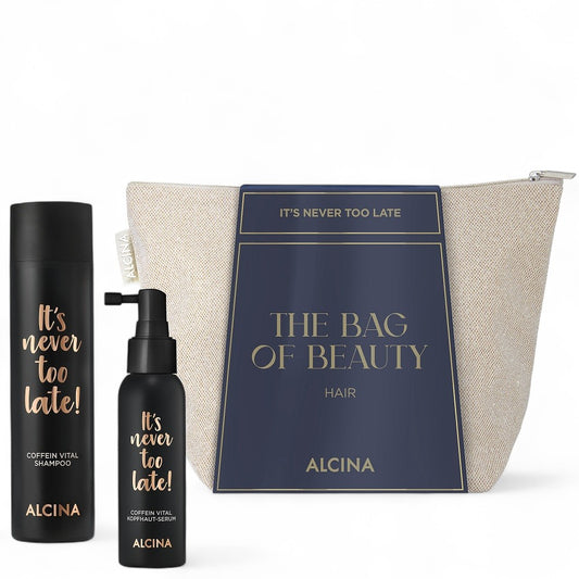 Alcina Geschenkset It’s never too late – Shampoo 250 ml + Kopfhaut-Serum 100 ml + Tasche