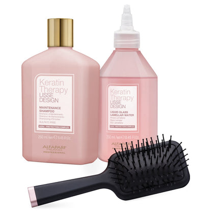 Alfaparf Milano Keratin Therapy GLASS HAIR Geschenkset - Shampoo 250ml + Liquid Glass 250ml + Bürste