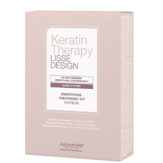 Alfaparf Milano Keratin Therapy Smoothing Treatment Kit - Deep Cleansing Shampoo 40ml + Rehydrating Finishing Mask 40ml + Smoothimg Fluid Mousse 100ml