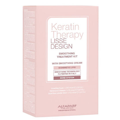 Alfaparf Milano Keratin Therapy Smoothing Treatment Kit - Smoothing Cream 100ml + Maintenance Shampoo 20ml + Liquid Glass Lamellar Water 20ml