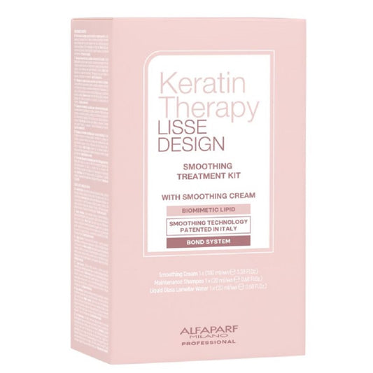 Alfaparf Milano Keratin Therapy Smoothing Treatment Kit - Smoothing Cream 100ml + Maintenance Shampoo 20ml + Liquid Glass Lamellar Water 20ml