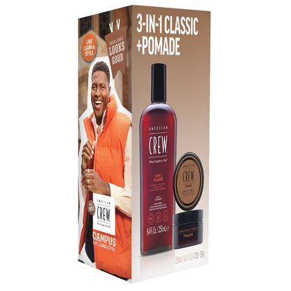 American Crew Geschenkset - 3 in 1 Classic Shampoo 250ml + Pomade 50g
