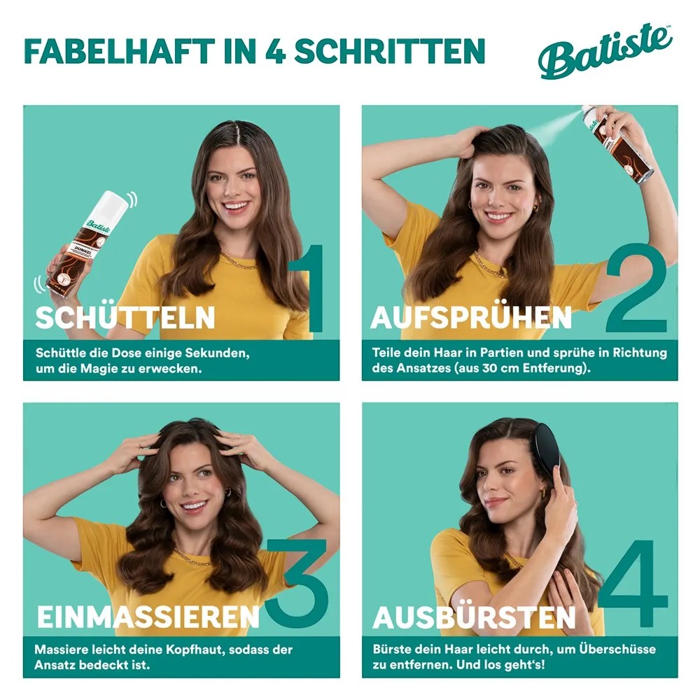 Batiste Trockenshampoo mit Farbe - DUNKELBRAUN 200ml