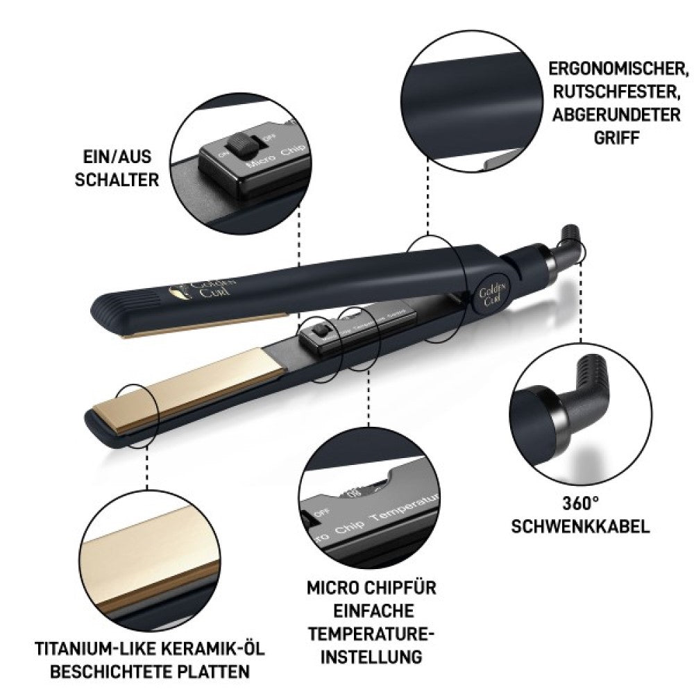 Golden Curl The Gold Straightener Black