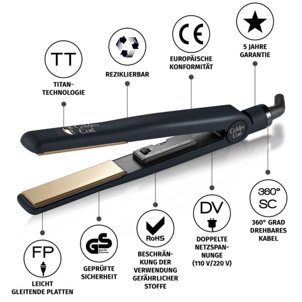 Golden Curl The Gold Straightener Black