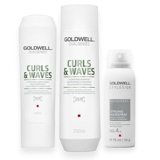 Goldwell Dualsenses Curls & Waves Set - Shampoo 250ml + Conditioner 200ml + Hairspray free