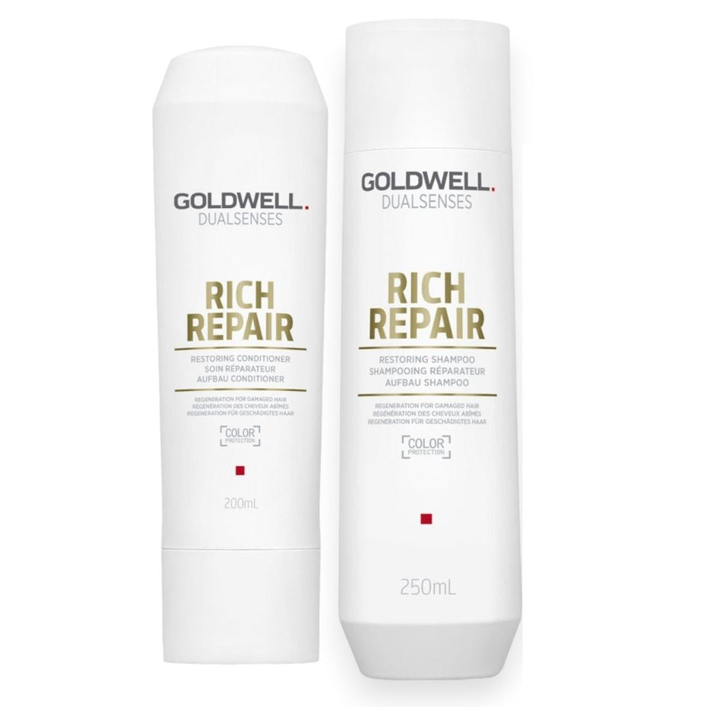 Goldwell Dualsenses Rich Repair Restoring Set - Shampoo 250ml + Conditioner 200ml + Hairspray free