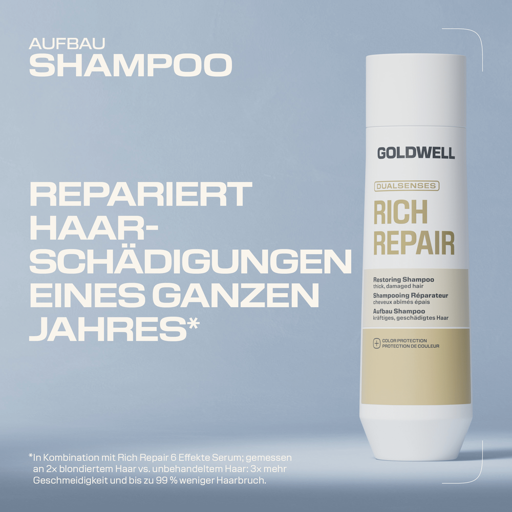 Goldwell Dualsenses Rich Repair Restoring Set - Shampoing 250 ml + Après-shampooing 200 ml + Laque gratuite