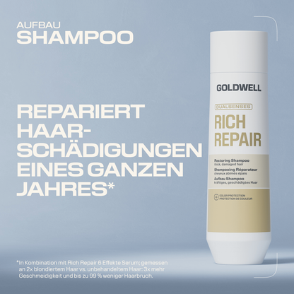 Goldwell Dualsenses Rich Repair Restoring Set - Shampoing 250 ml + Après-shampooing 200 ml + Laque gratuite