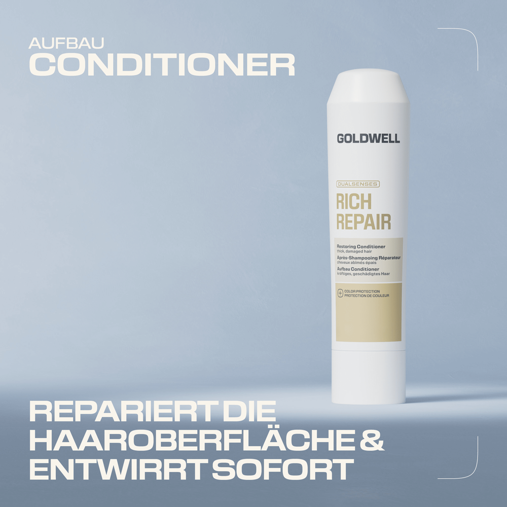 Goldwell Dualsenses Rich Repair Restoring Set - Shampoing 250 ml + Après-shampooing 200 ml + Laque gratuite