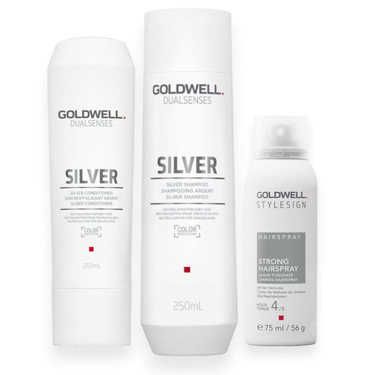 Goldwell Dualsenses Silver Set - Shampoo 250ml + Conditioner 200ml + Hairspray free