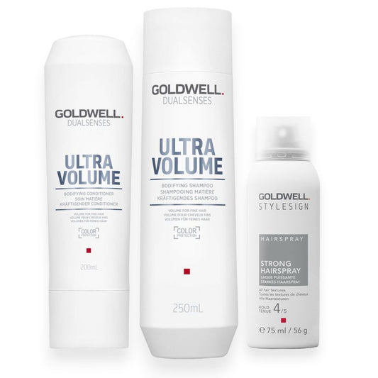 Goldwell Dualsenses Ultra Volume Set - Shampoo 250ml + Conditioner 200ml + Hairspray free