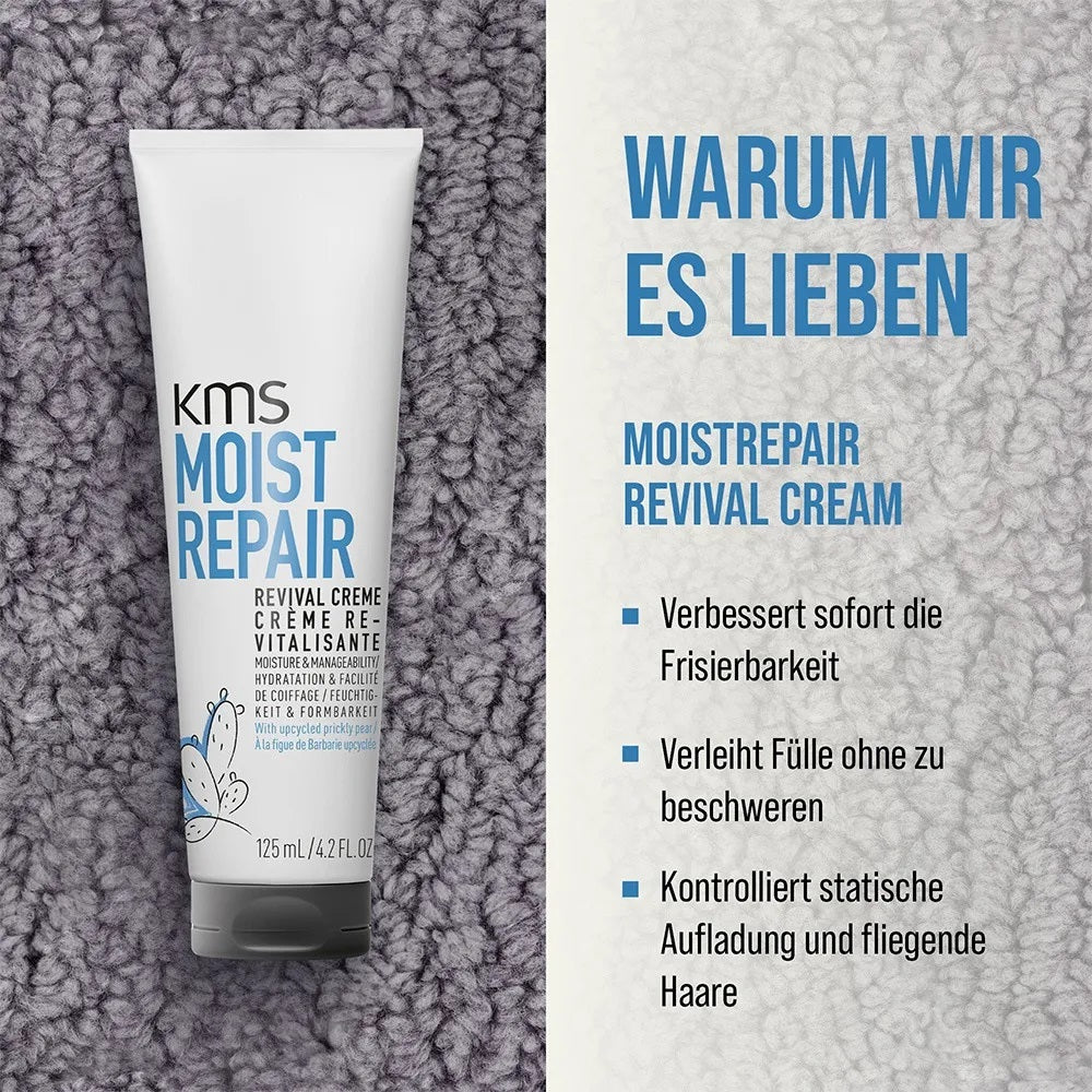 KMS Moistrepair Geschenkset - Shampoo 300 ml + Treatment 100 ml + Revival Cream 125 ml + Kosmetiktasche