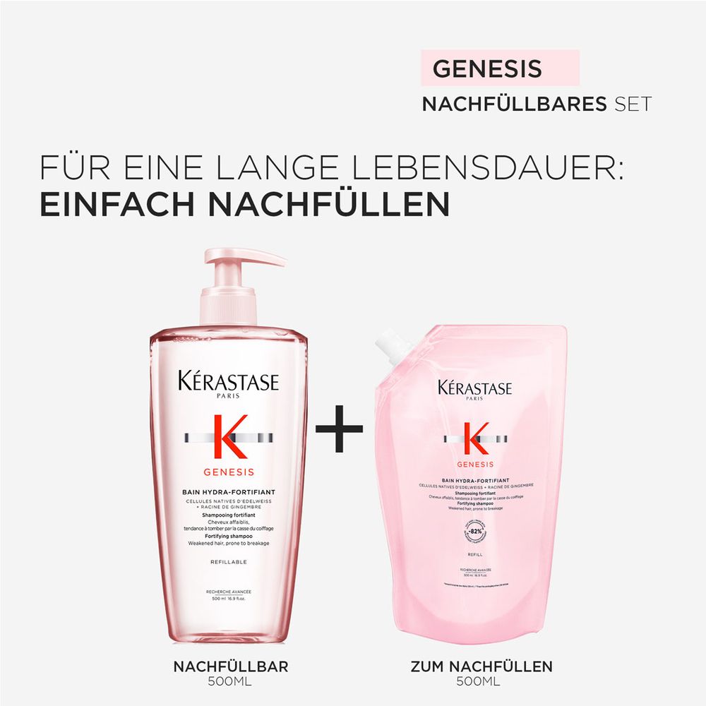 Kèrastase Genesis Bain Hydra-Fortifiant Refill Bundle - Shampoo 500 ml + Refill Pack 500 ml