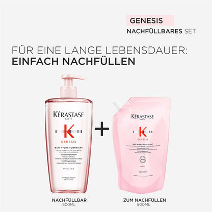 Kèrastase Genesis Bain Hydra-Fortifiant Refill Bundle - Shampoo 500 ml + Refill Pack 500 ml