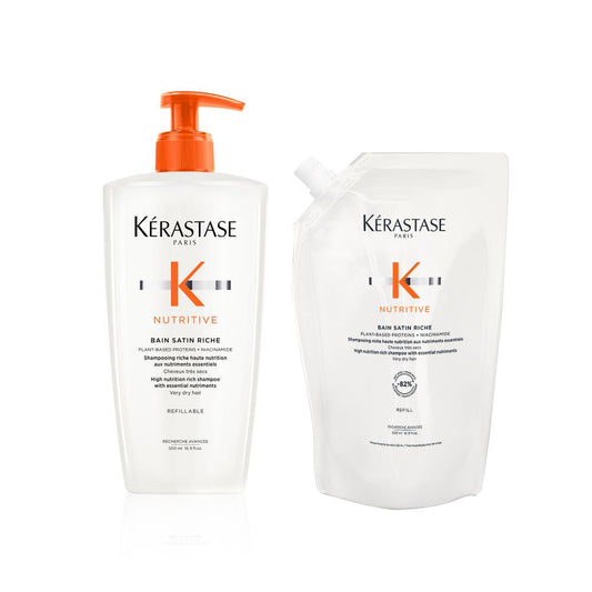 Kérastase Nutritive Bain Satin Riche Refill Bundle - Shampoo 500 ml + Refill Pack 500 ml