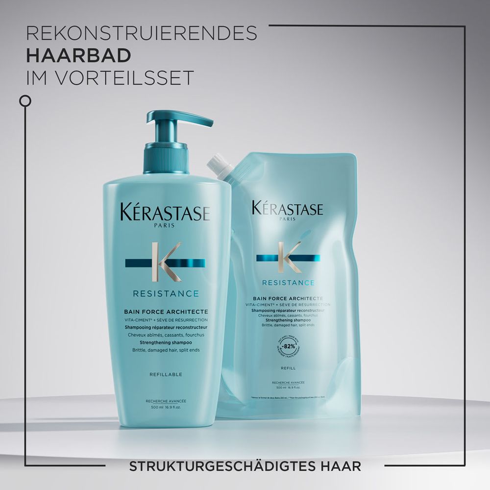 Kérastase Resistance Bain Force Architecte Refill Bundle - Shampoo 500 ml &amp; Refill Pack 500 ml