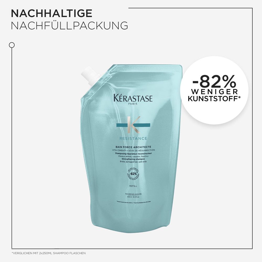 Kérastase Resistance Bain Force Architecte Refill Bundle - Shampoo 500 ml &amp; Refill Pack 500 ml