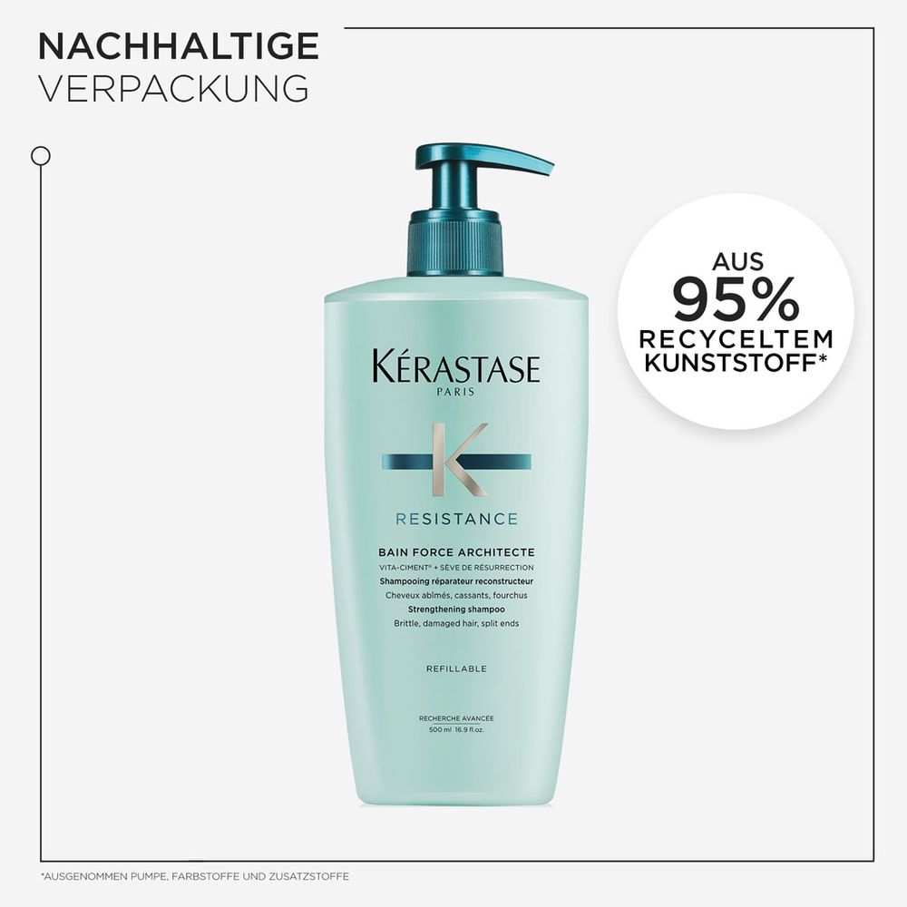 Kérastase Resistance Bain Force Architecte Refill Bundle - Shampoo 500 ml &amp; Refill Pack 500 ml