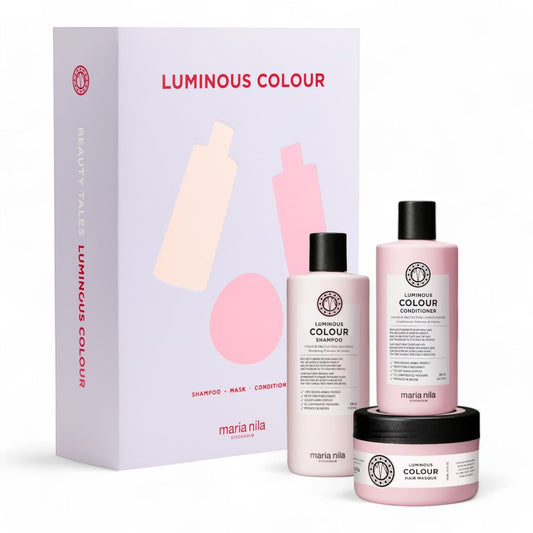 Maria Nila Luminours Colour Holiday Box - Shampoo 350 ml + Conditioner 300 ml + Mask 250 ml