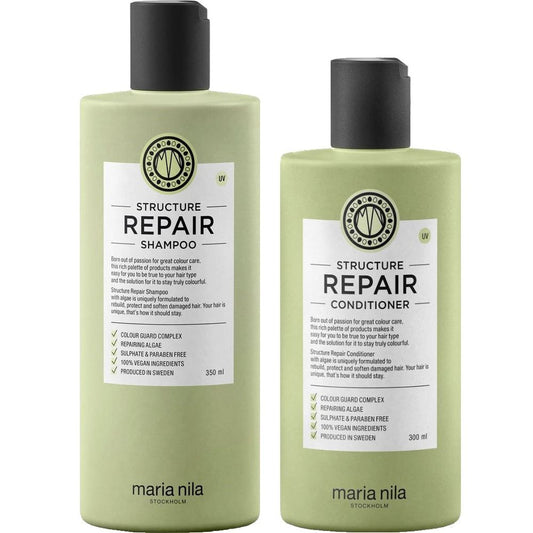 Maria Nila Structure Repair Set - Shampoing 350 ml + Après-shampooing 300 ml