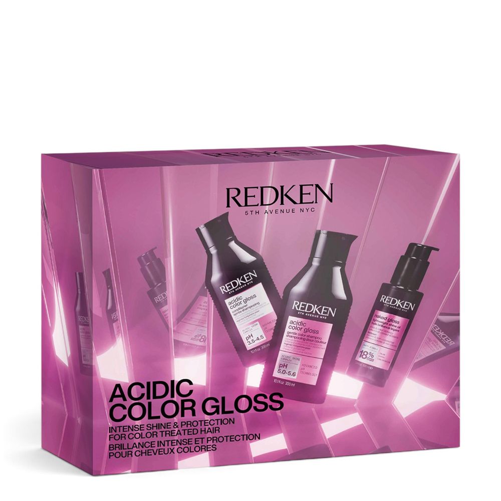 Redken Acidic Color Gloss Holiday Set – Shampoo 300 ml + Conditioner 300 ml + Oil 100 ml