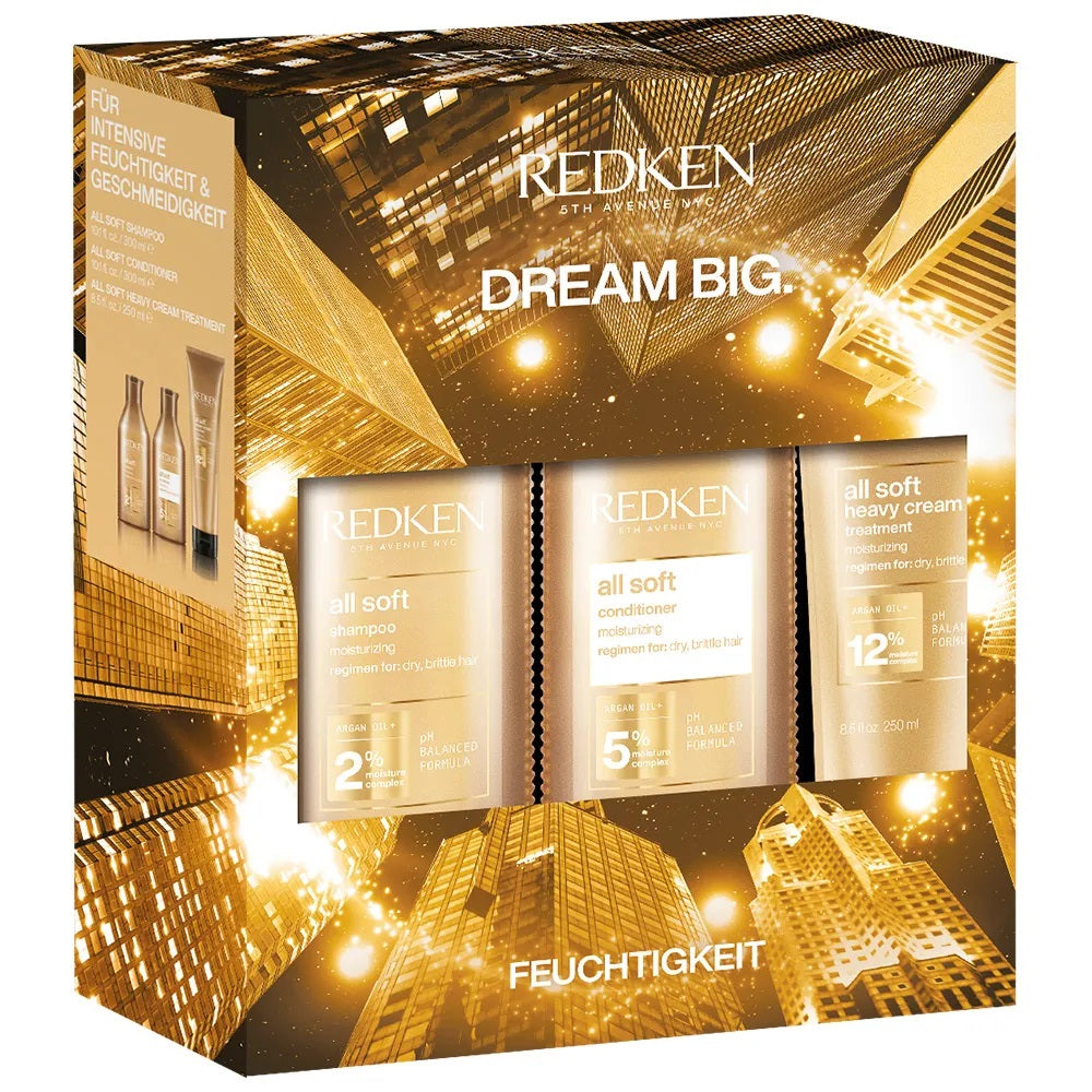 Redken All Soft XMAS Set - Shampoo 300 ml + Conditioner 300ml + Heavy Cream 250ml
