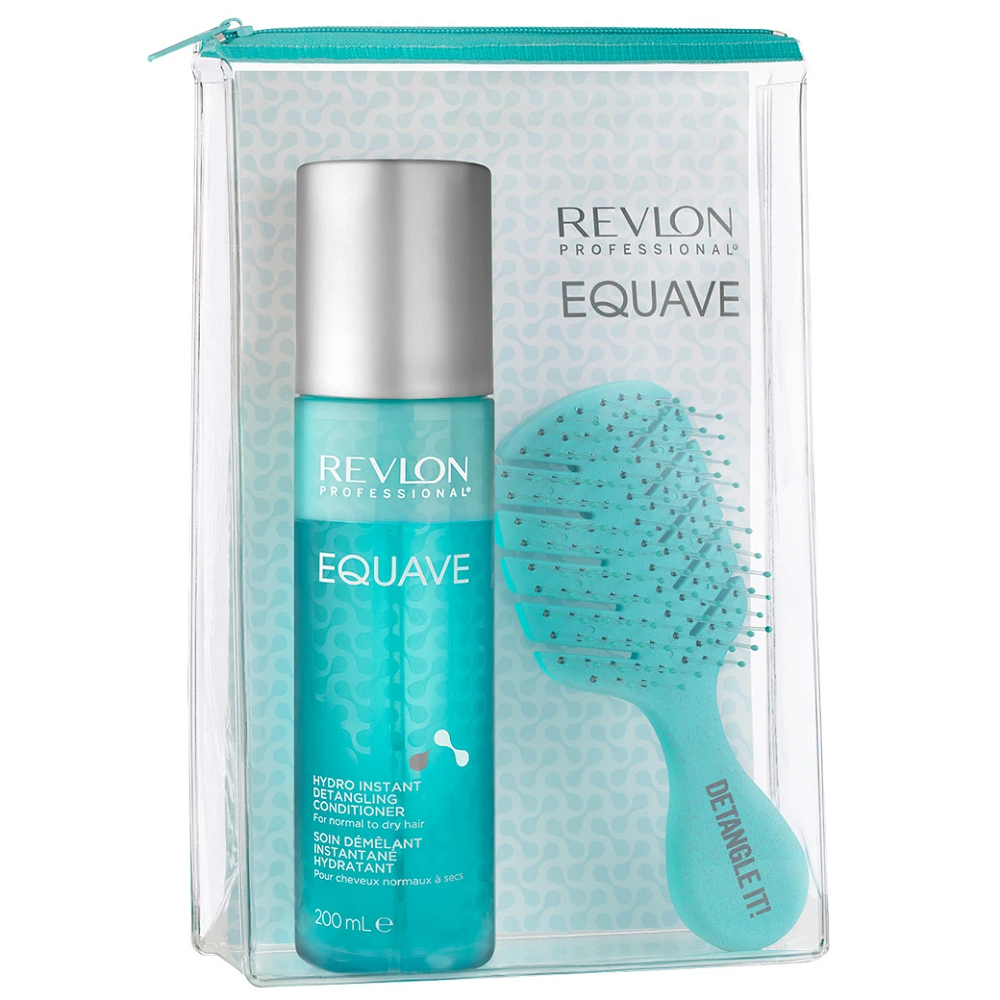 Revlon Equave Brush Pack Set - Après-shampooing hydro démêlant 200 ml + brosse à cheveux gratuite