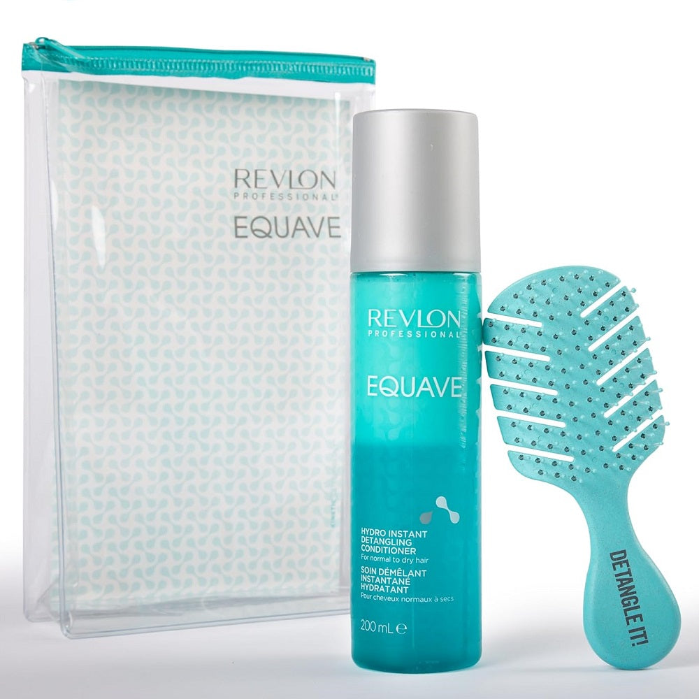 Revlon Equave Brush Pack Set - Après-shampooing hydro démêlant 200 ml + brosse à cheveux gratuite